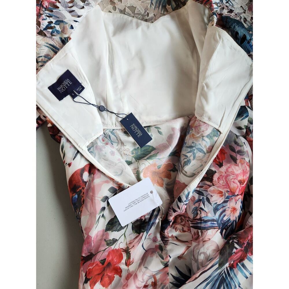 NWT Marchesa Notte Flared Floral Long-Sleeve Dress Size 8 #2N502 - Picture 8 of 14